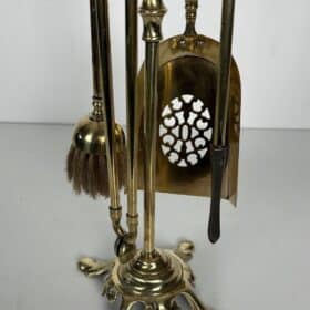 French Neoclassical Brass Fireplace Companion Set