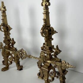 French Neo-Renaissance Bronze Fireplace Andirons