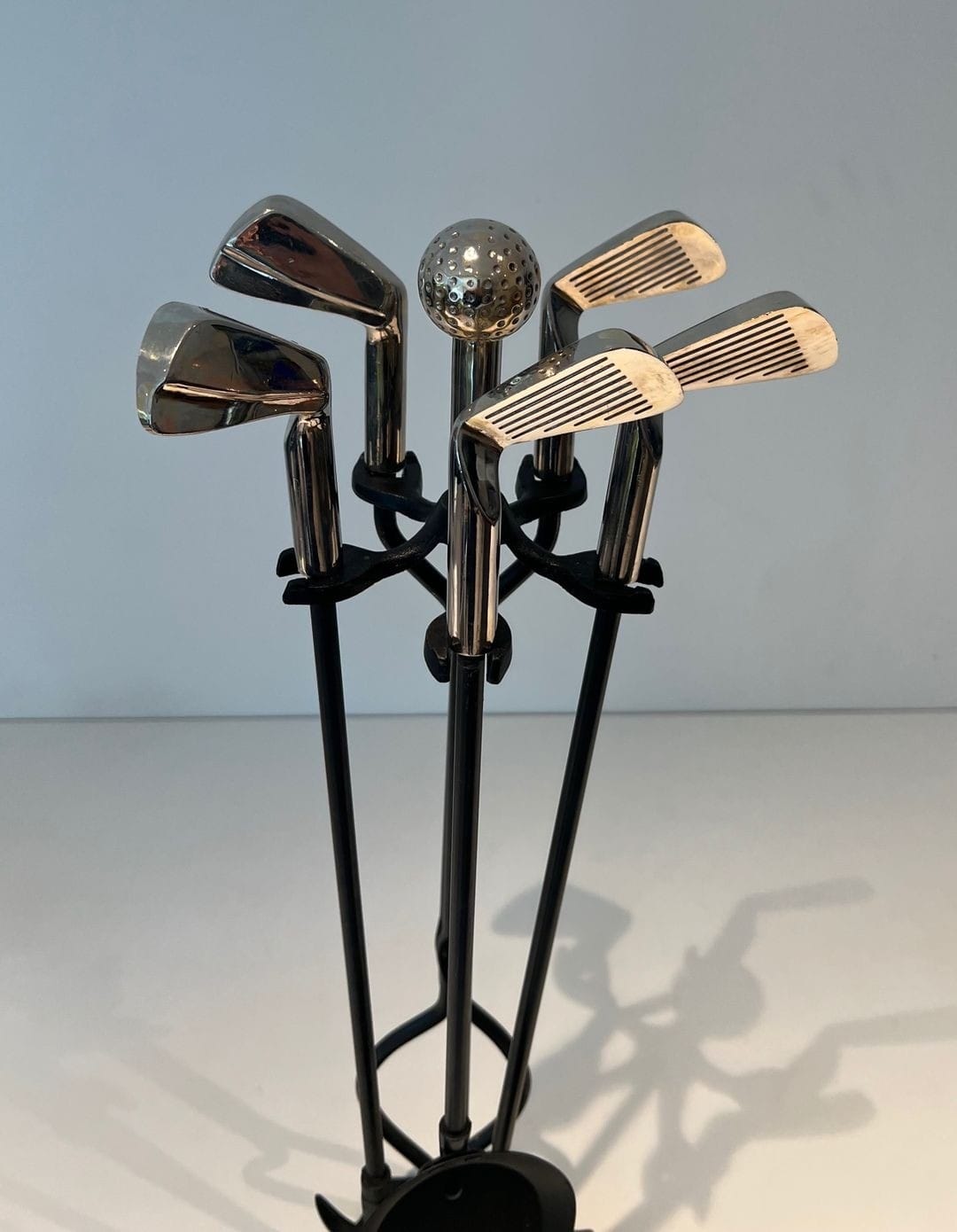 French Golf-Themed Fireplace Companion Set - Top Detail - Styylish