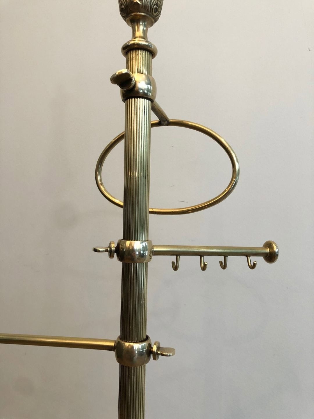 French Brass Towel Rack in Neoclassical Style - Rear View - Styylish