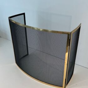 Curved French Brass Fireplace Screen