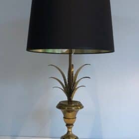 Palm Tree Brass Table Lamp, Manner of Maison Charles, circa 1970
