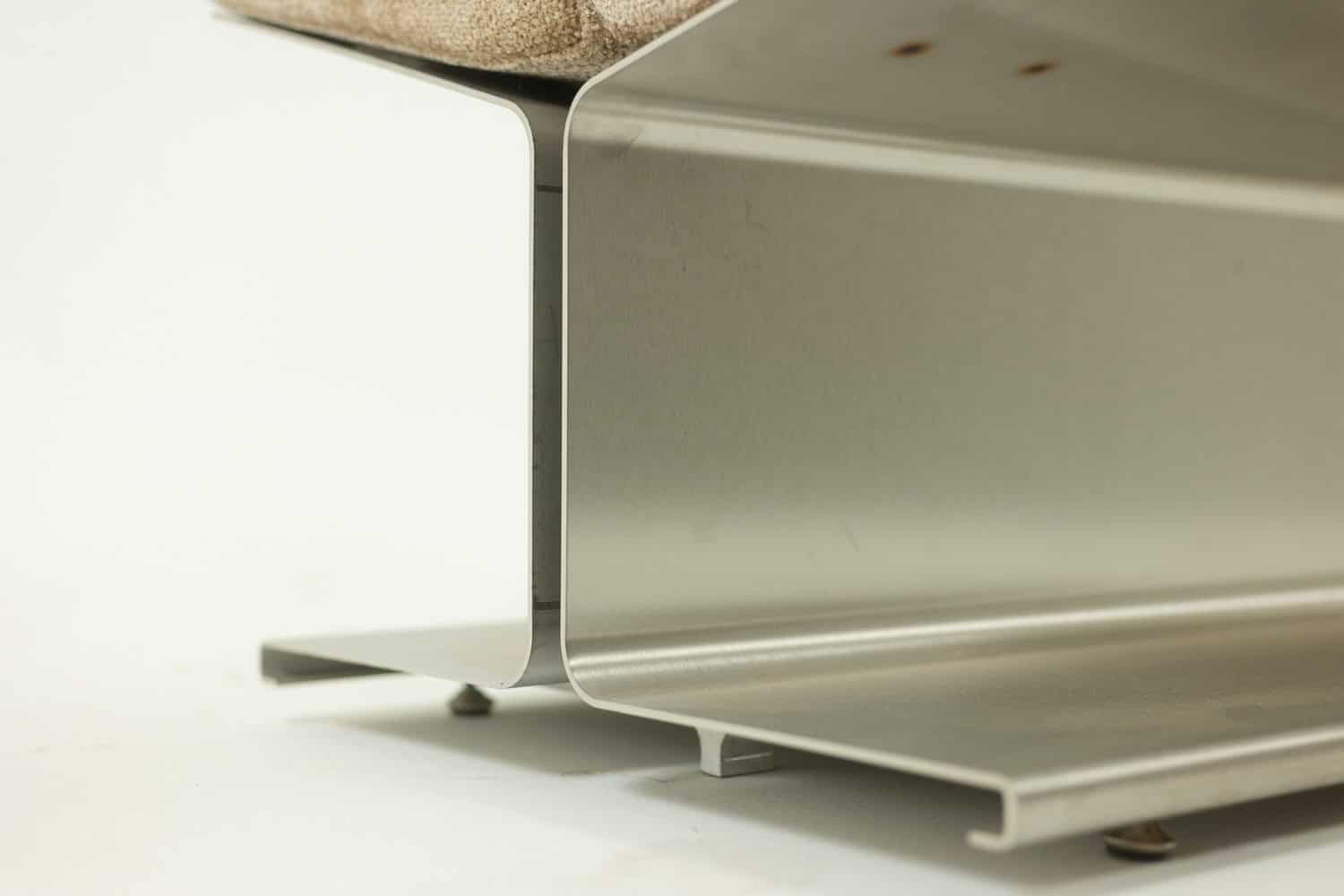 Paul Geoffroy for Uginox. Pair of brushed steel stools. Circa 1970. - Image 6