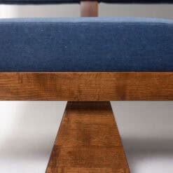 Contemporary 3-Seater Bench in Light Ash and Mohair Velvet - Leg Detail - Styylish