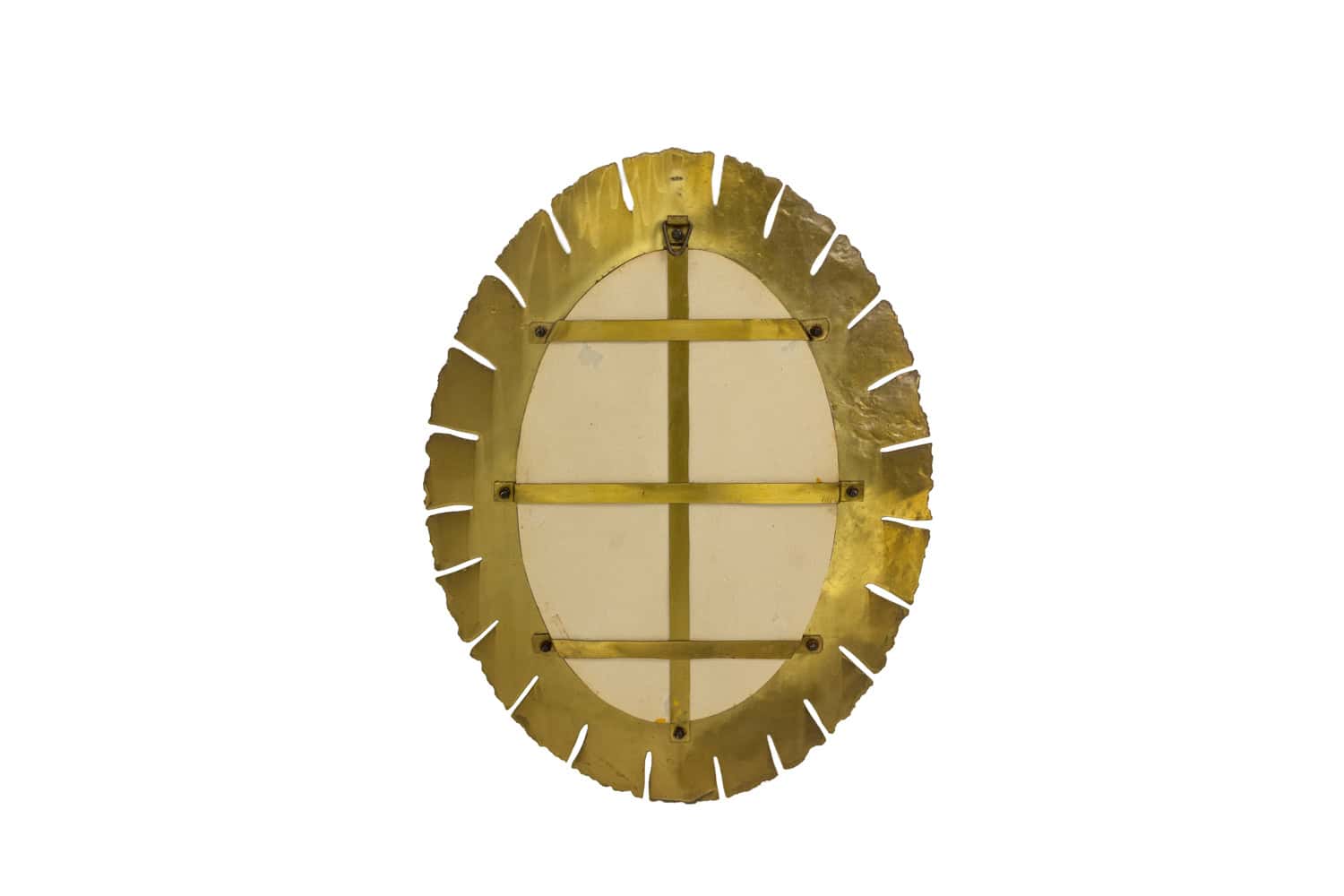 Vintage Gilded Brass Elliptical Mirror - Back View - Styylish