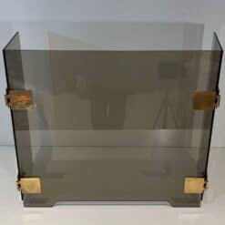 French Smoked Glass Fireplace Screen - Front Half-Folded View - Styylish