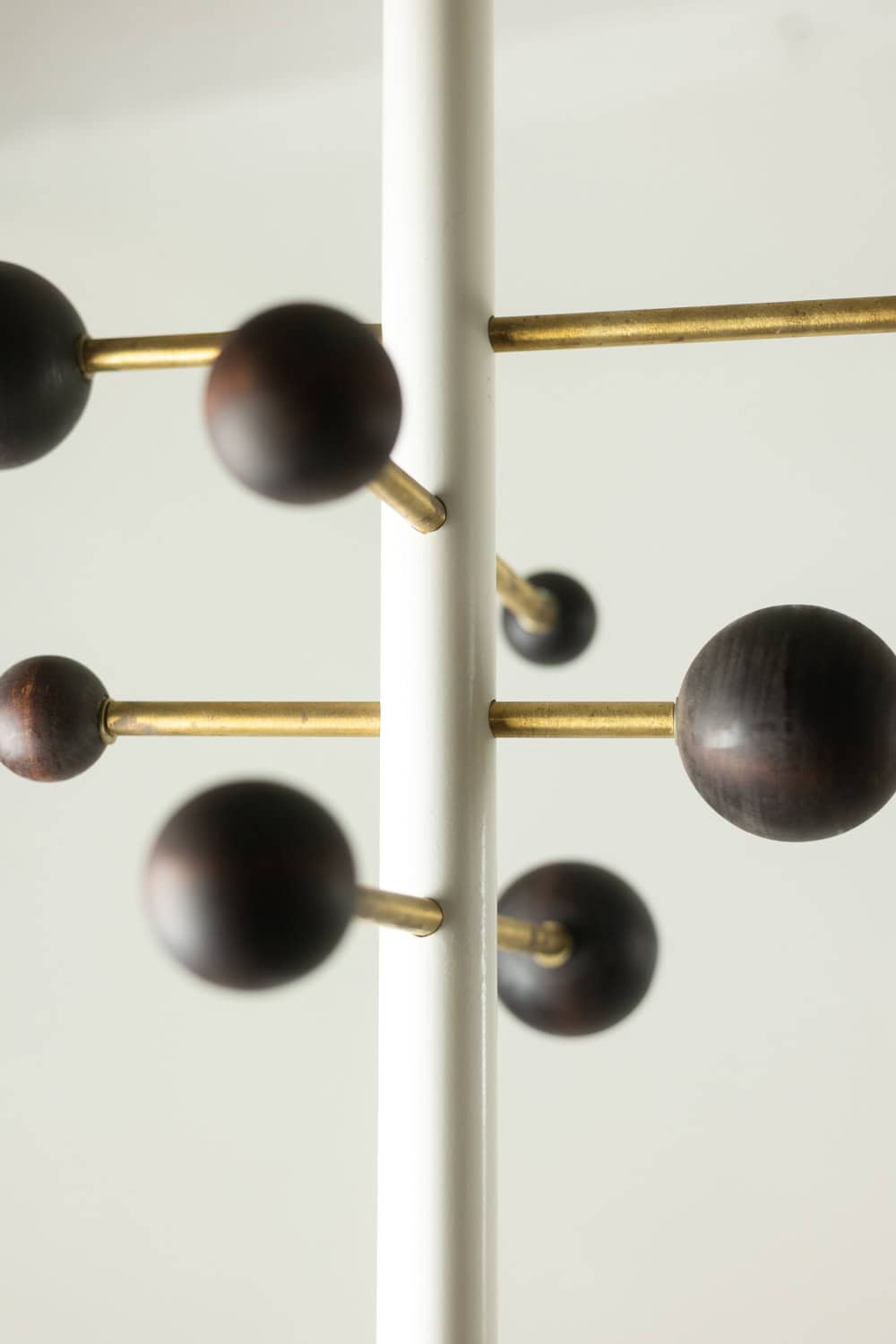 Adjustable-Height Coat Rack with Brass Hooks - Hook Detail Two - Stylish