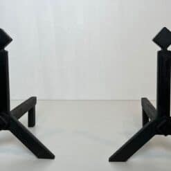 French Modernist Black Iron Andirons - Image 5