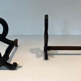 Raymond Subes Attributed Cast Iron Andirons