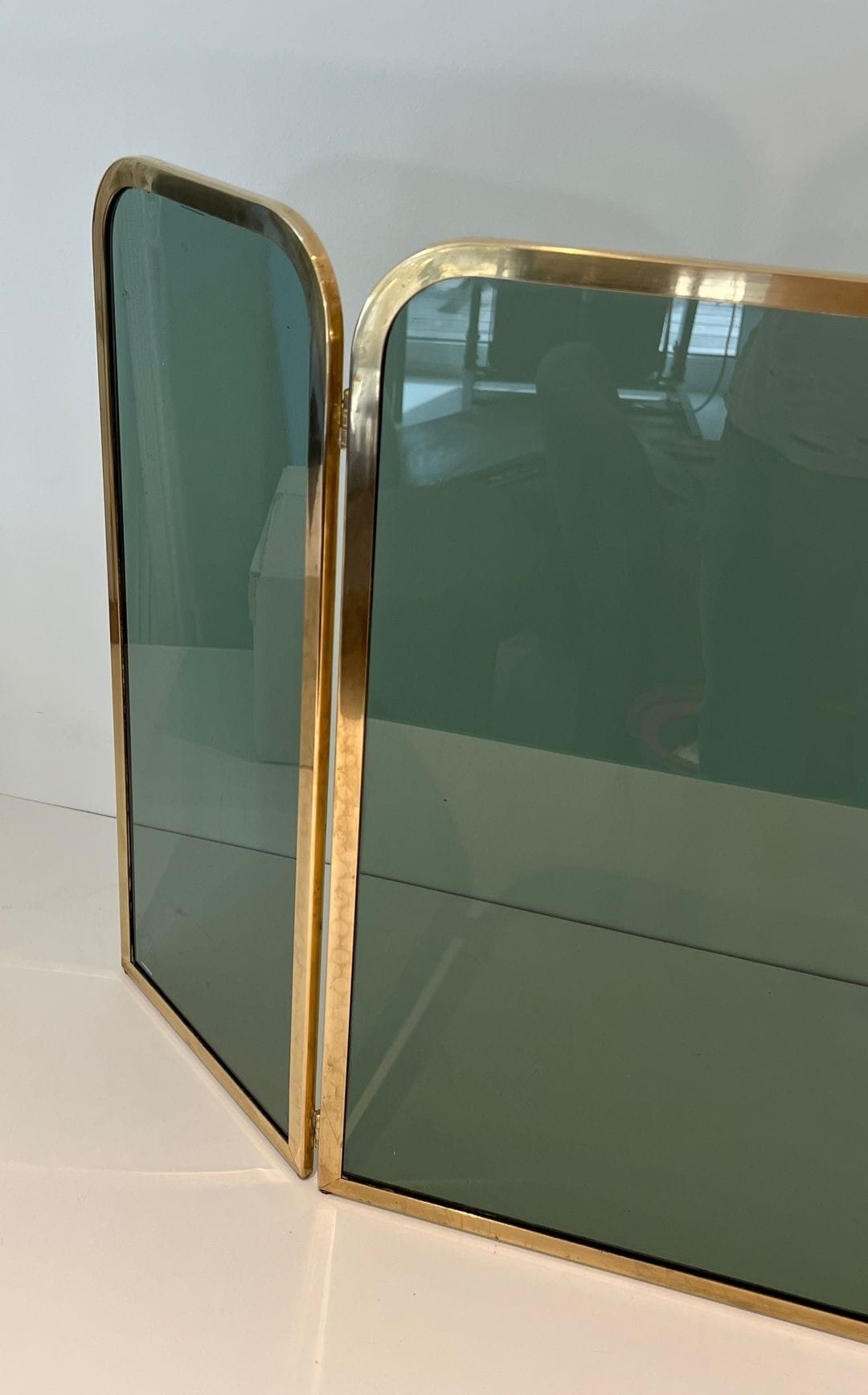 French Tinted Glass Fireplace Screen - Left View Half-fold - Styylish