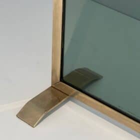 French Green Glass Fireplace Screen
