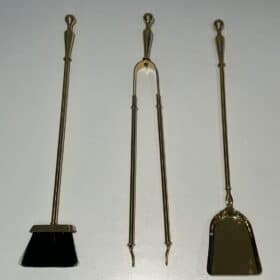 French Neoclassical Brass Fireplace Companion Set