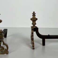 French Louis XV Style Bronze Andirons - Front and Side View - Styylish