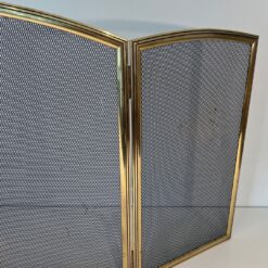 French Neoclassical Brass Fireplace Screen - Front Detail - Styylish