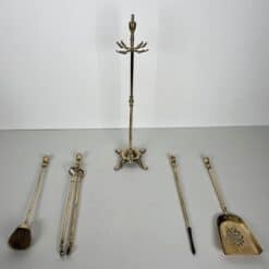 French Neoclassical Brass Fireplace Companion Set - Tools View - Styylish