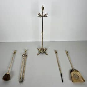 French Neoclassical Brass Fireplace Companion Set
