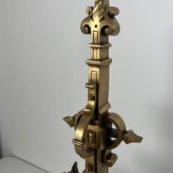 French Neo-Renaissance Bronze Fireplace Andirons - Top Detail - Styylish