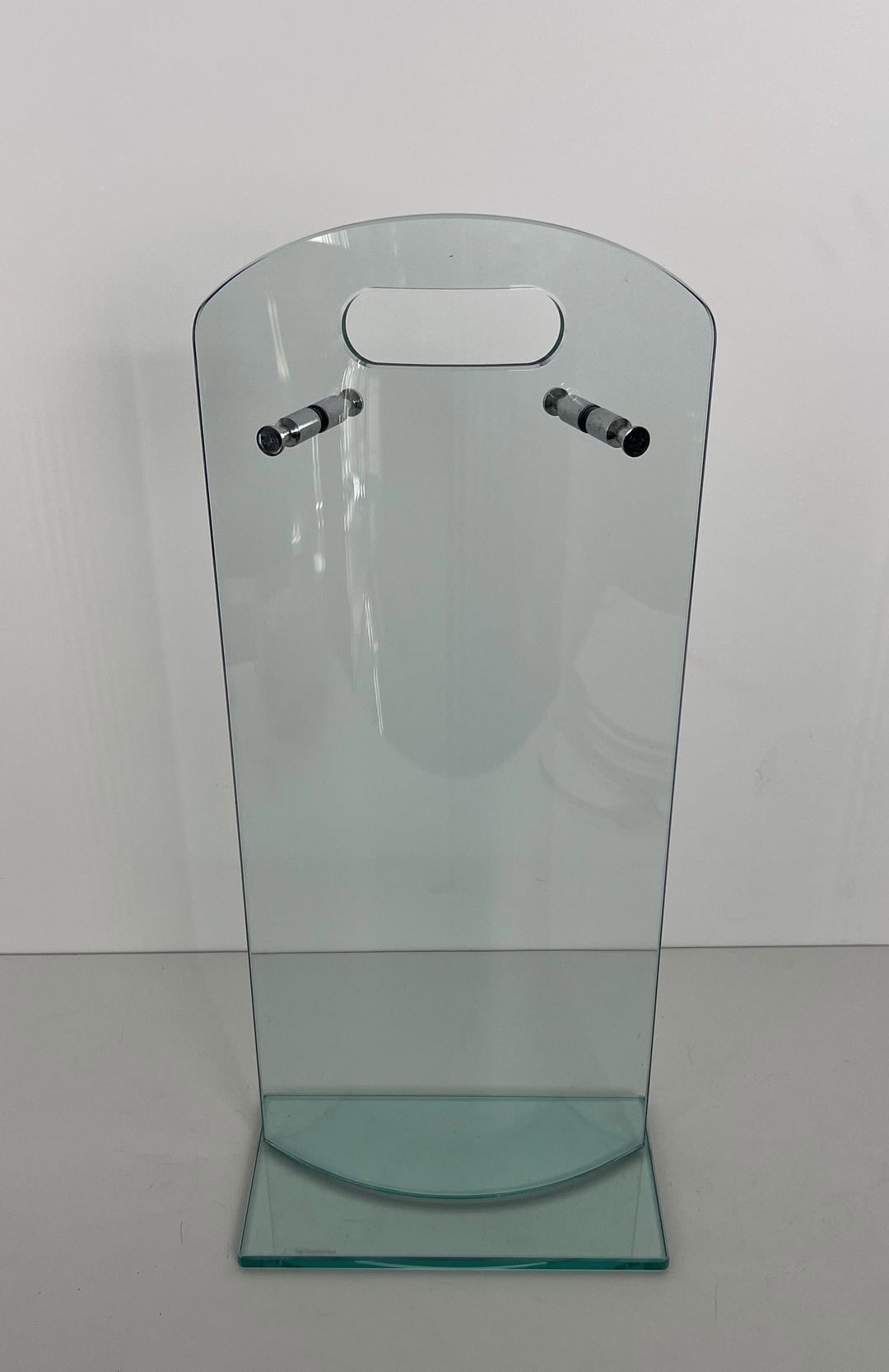1970s French Tempered Glass Fireplace Companion Set - Stand Without Tools Front - Styylish