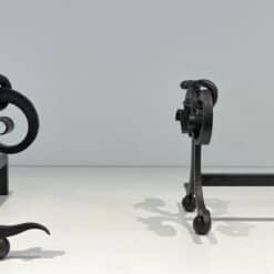 Pair of Art Deco Wrought Iron Serpent Andirons in the Style of Edgar Brandt - Image 6