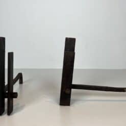 French Brutalist Steel Andirons, Mid-Century, 1950s - Image 6