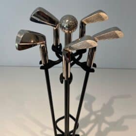 French Golf-Themed Fireplace Companion Set