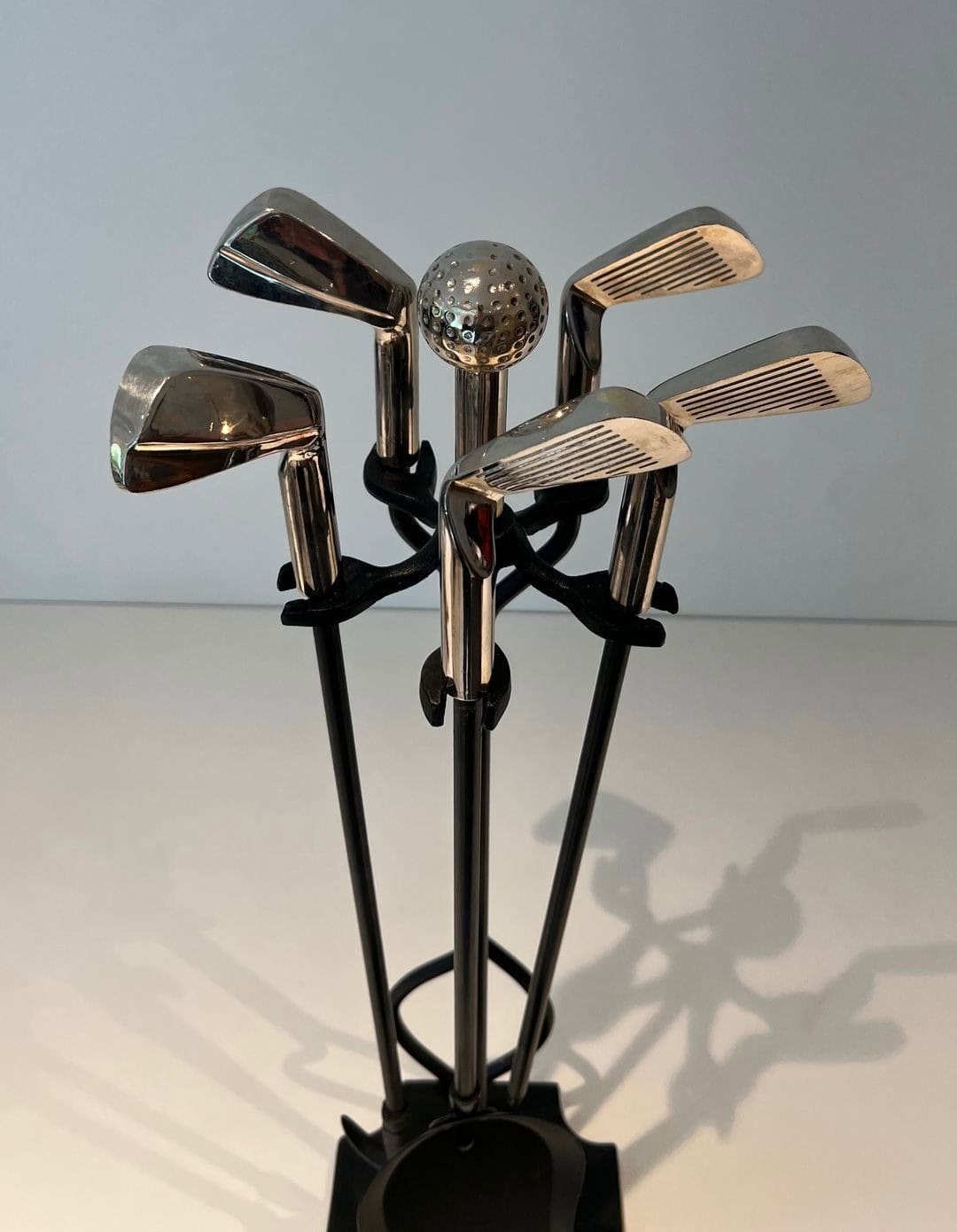 French Golf-Themed Fireplace Companion Set - Top Detail Two - Styylish