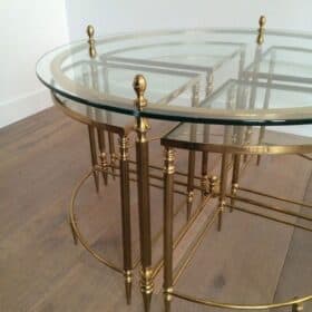 Maison Baguès Neoclassical Brass Coffee Table, France, circa 1940