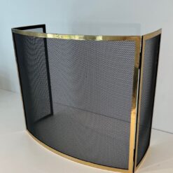 Curved French Brass Fireplace Screen - Angled Folded View Two - Styylish