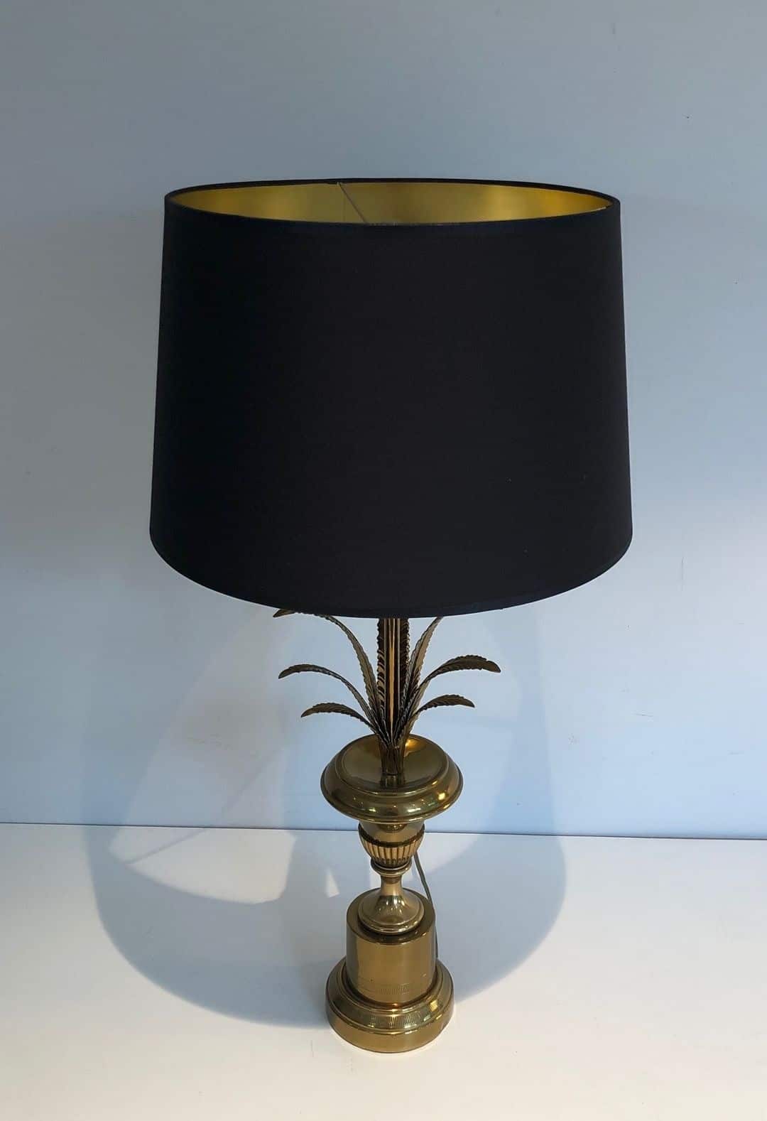 Palm Tree Brass Table Lamp, Manner of Maison Charles, circa 1970 - Image 6