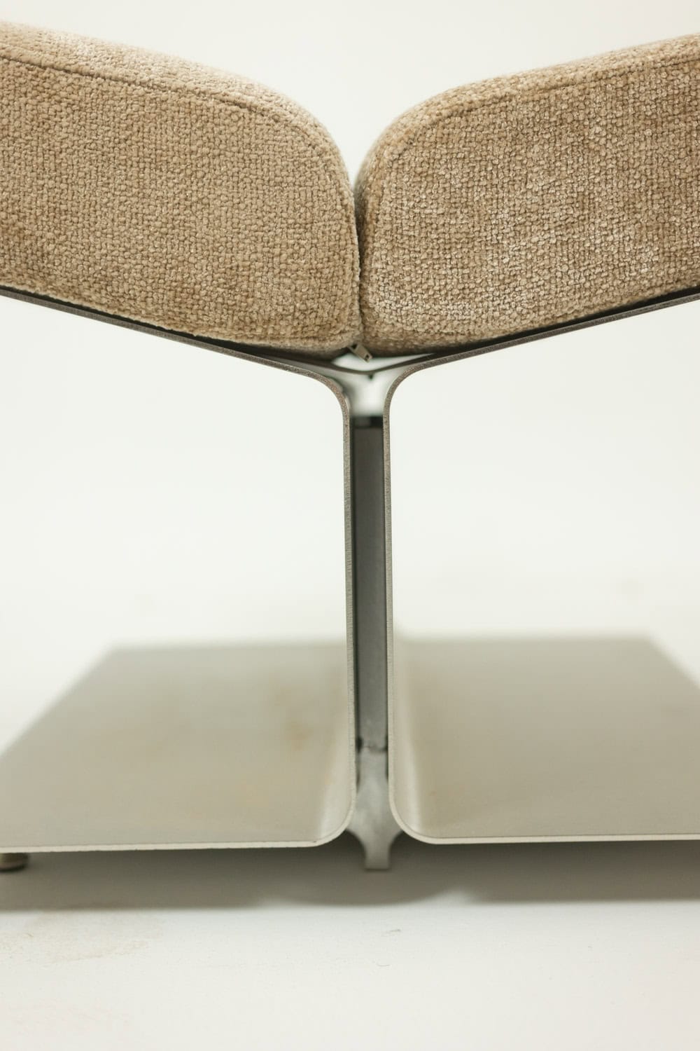Paul Geoffroy for Uginox. Pair of brushed steel stools. Circa 1970. - Image 7
