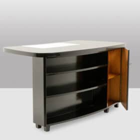Art Deco Kidney-Shaped Desk in Black Lacquered Wood