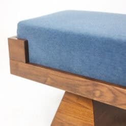 Contemporary Italian Ash and Ice Blue Mohair Bench- detail view of fabric- Styylish