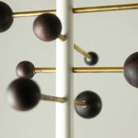 Adjustable-Height Coat Rack with Brass Hooks