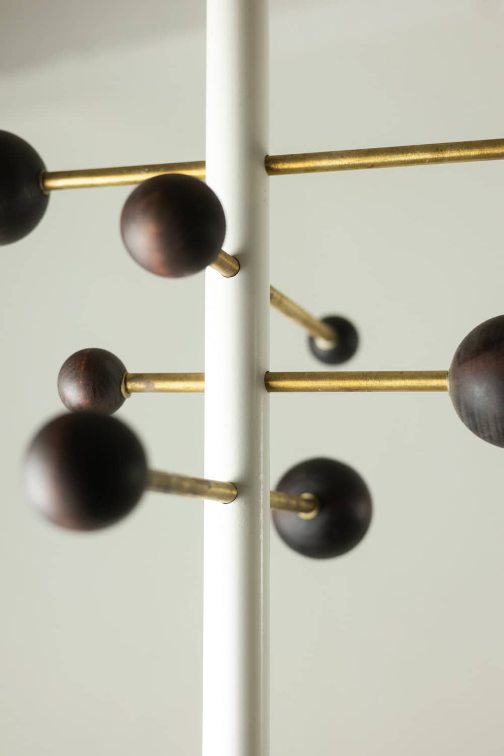 Adjustable-Height Coat Rack with Brass Hooks - Hook Detail One - Stylish