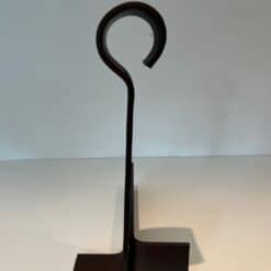 French Modernist Wrought Iron Andirons - Single Front View - Styylish