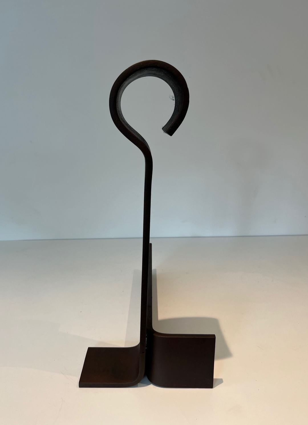 French Modernist Wrought Iron Andirons - Single Front View - Styylish
