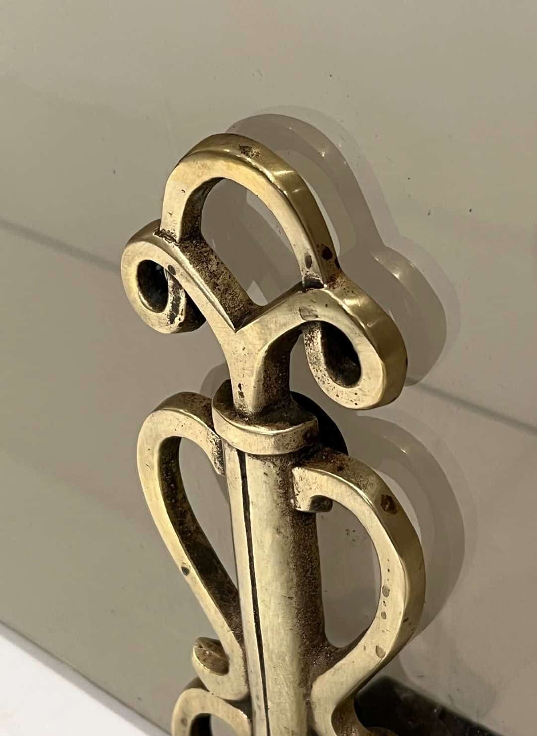 French Smoked Glass Fireplace Screen - Metalwork Detail Two - Styylish