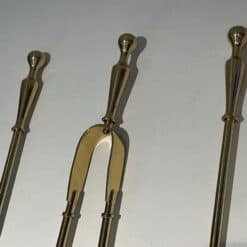 French Neoclassical Brass Fireplace Companion Set - Tools Handles - Styylish