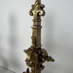 French Neo-Renaissance Bronze Fireplace Andirons - Top Detail Two - Styylish