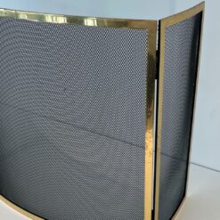 Curved French Brass Fireplace Screen - Folded Hinge Detail - Styylish