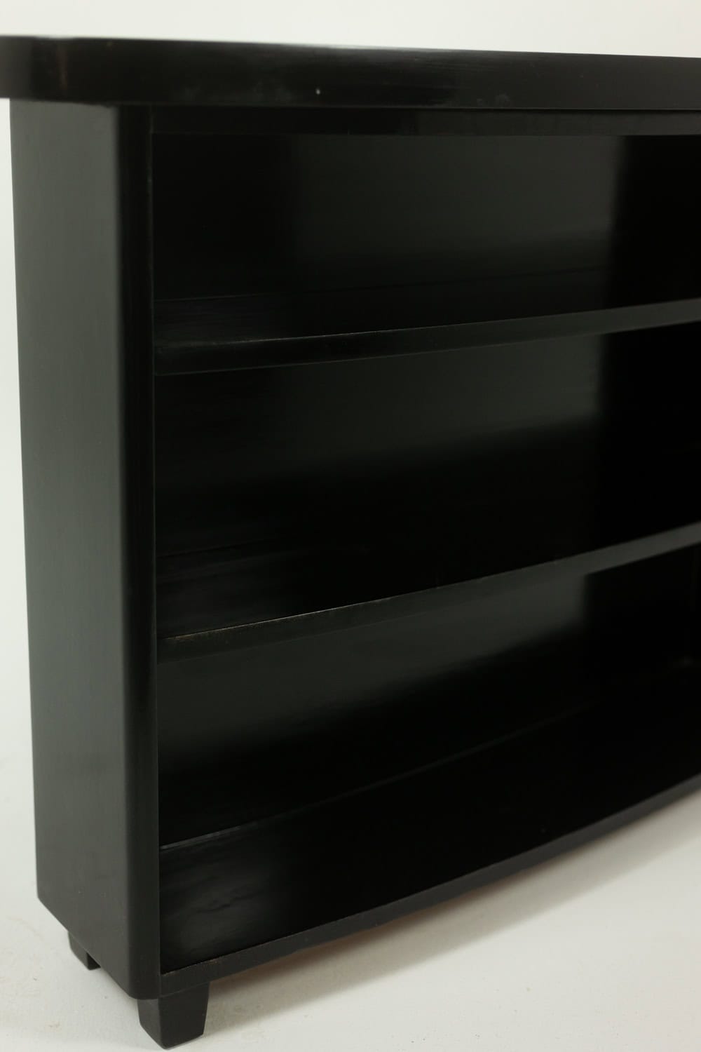 Art Deco Kidney-Shaped Desk in Black Lacquered Wood - Shelves Detail - Styylish