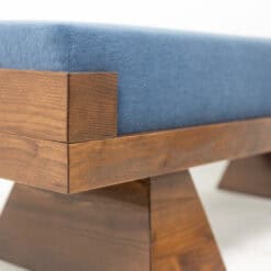 Contemporary Italian Ash and Ice Blue Mohair Bench- detail view - Styylish