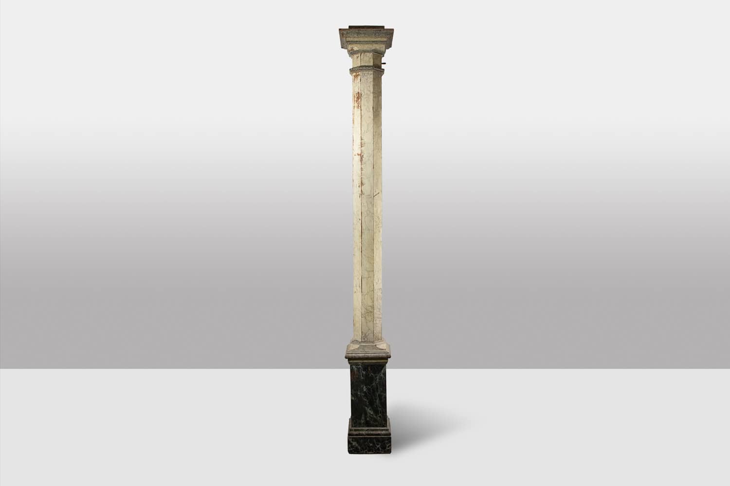 Pair of French Faux Marble Fluted Columns, Circa 1880 - Image 7