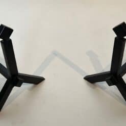 French Modernist Black Iron Andirons - Image 7