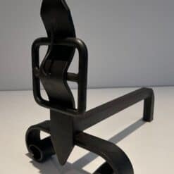 French Wrought Iron Andirons - Single Angled View - Styylish