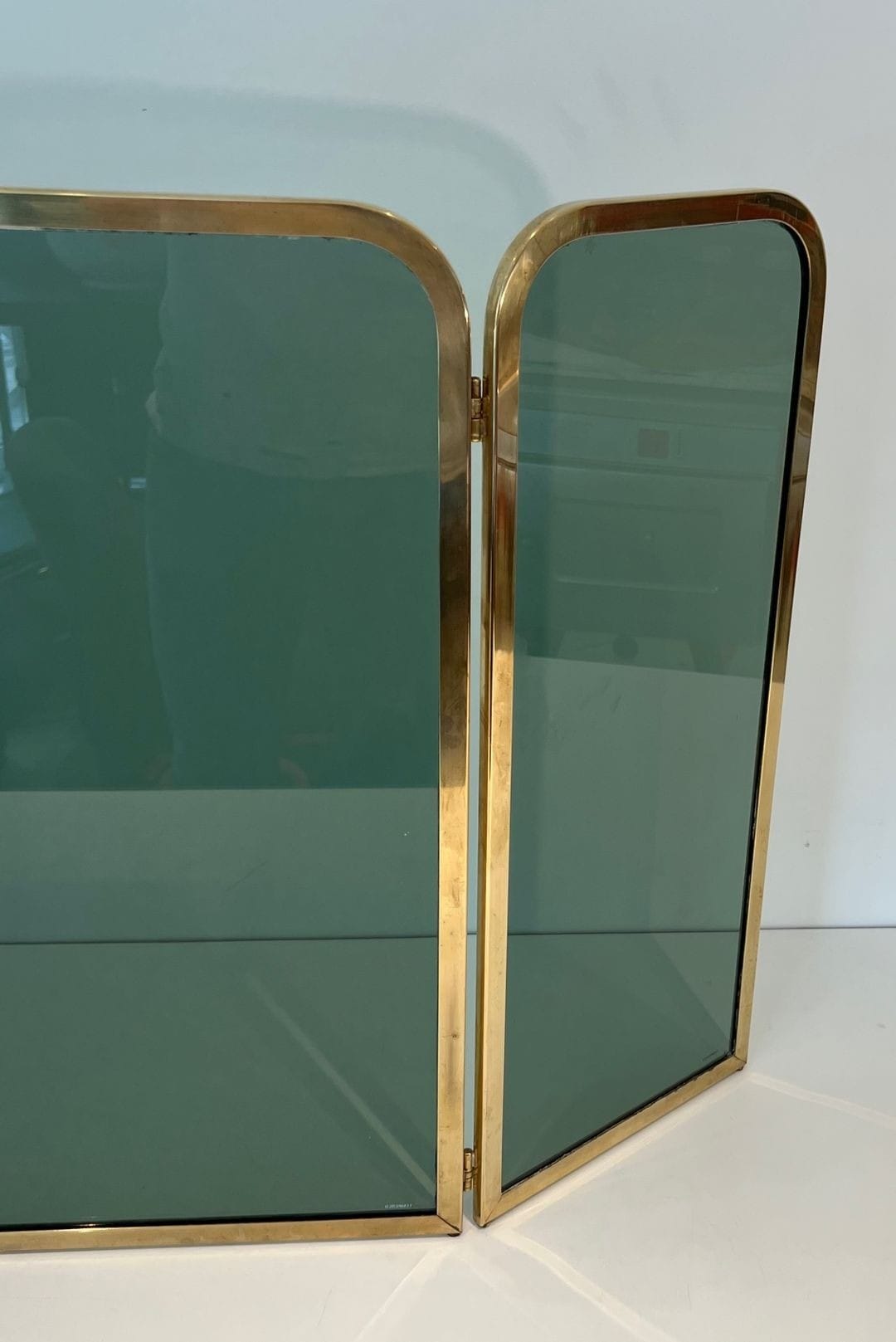 French Tinted Glass Fireplace Screen - Right View Extended - Styylish