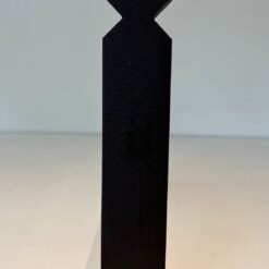French Modernist Wrought Iron and Steel Andirons - Single Front View - Styylish