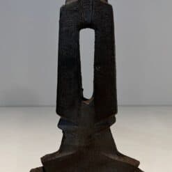 French Modernist Cast Iron Andirons - Front View - Styylish