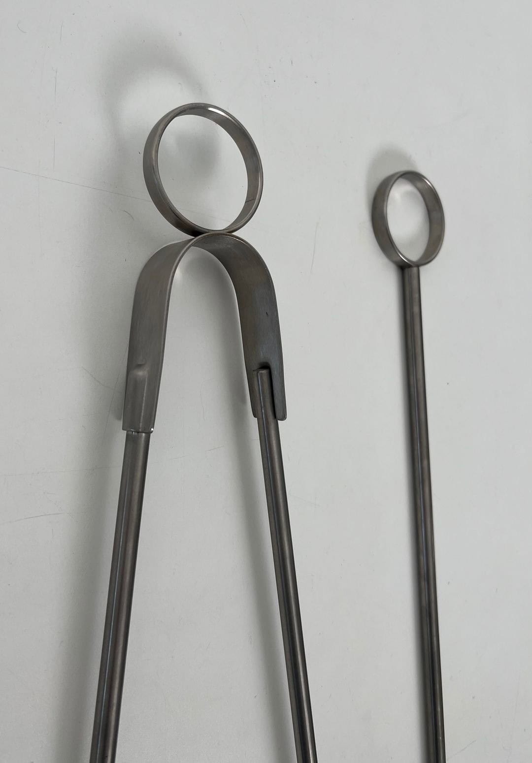 1970s French Tempered Glass Fireplace Companion Set - Tool Hooks Detail - Styylish