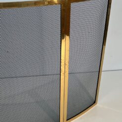 Curved French Brass Fireplace Screen - Extended Hinge Detail - Styylish